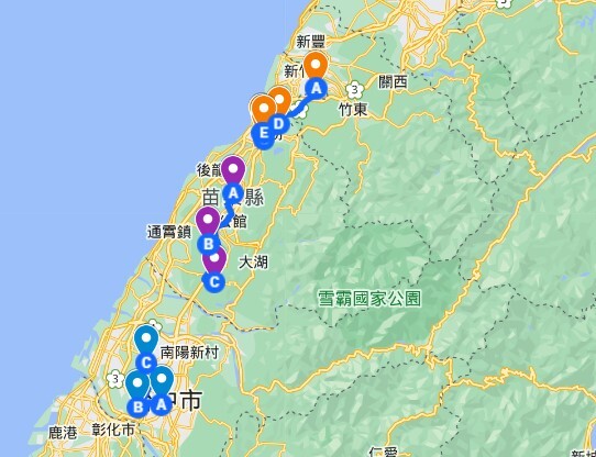 國立聯合大學科技與美學廊道(新竹、銅鑼、中部科學園區) 圖片來源:資訊管理學系繪製圖片