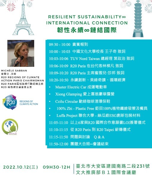 「R20 Taipei區域氣候行動協會」籌備創始成立議程圖片